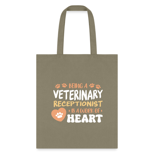 Veterinary receptionist work of heart Cotton Tote Bag-Tote Bag | Q-Tees Q800-I love Veterinary