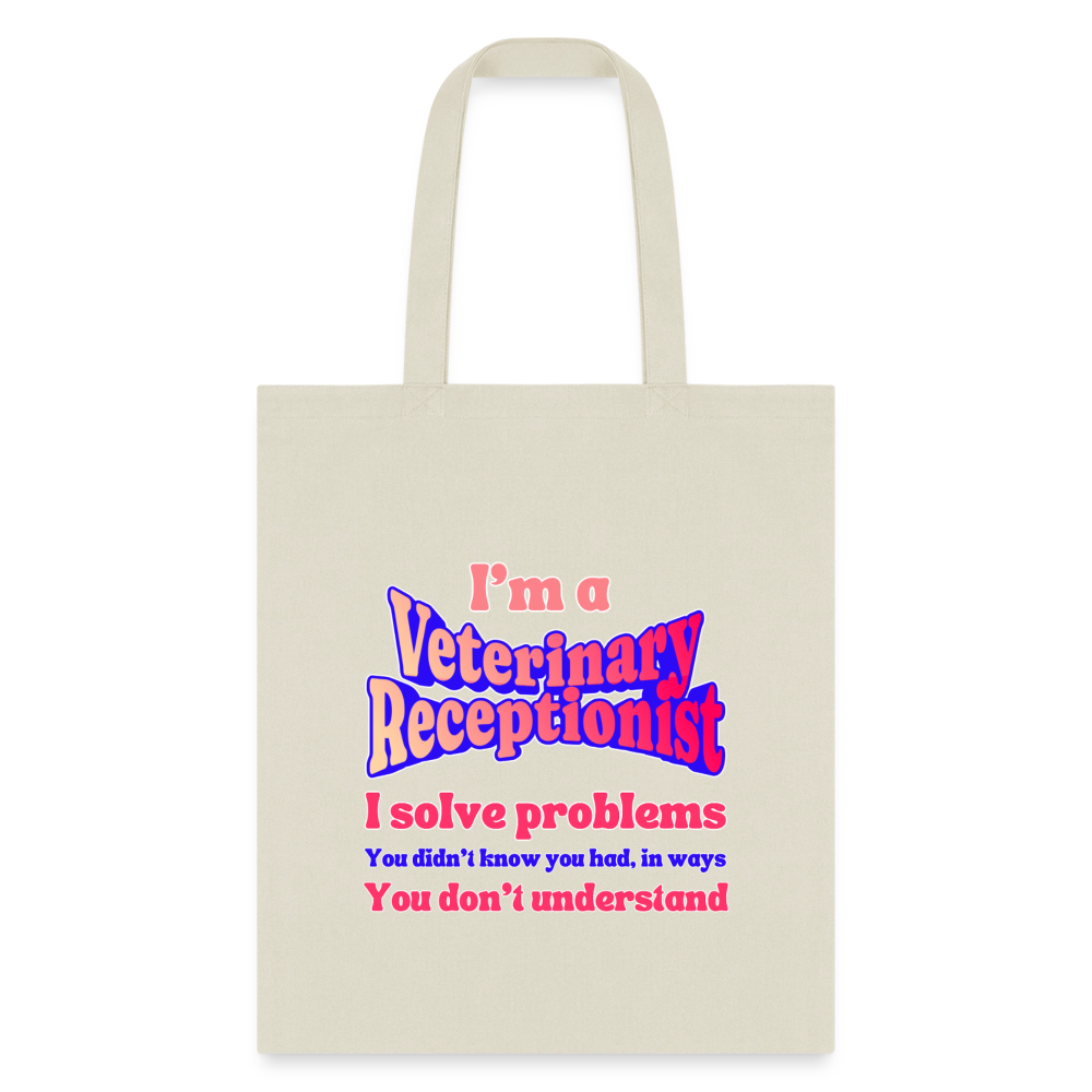 I'm a vet receptionist, I solve problems 2 Tote Bag-Tote Bag | Q-Tees Q800-I love Veterinary