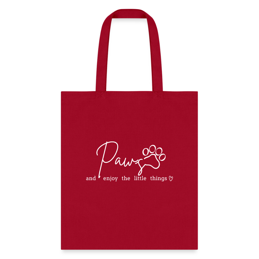 Paws and enjoy the little things Cotton Tote Bag-Tote Bag | Q-Tees Q800-I love Veterinary