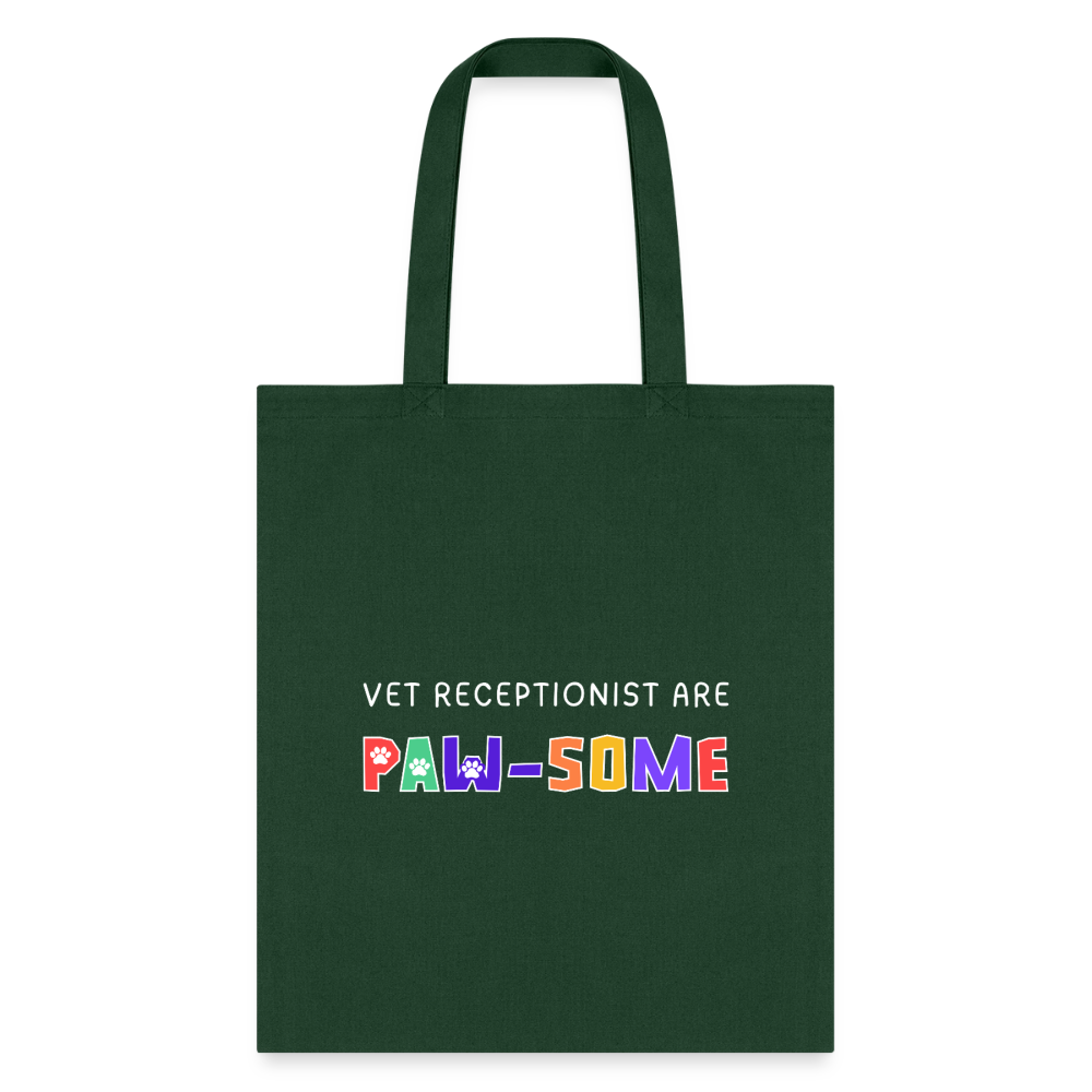 Vet receptionist are paw-some Cotton Tote Bag-Tote Bag | Q-Tees Q800-I love Veterinary