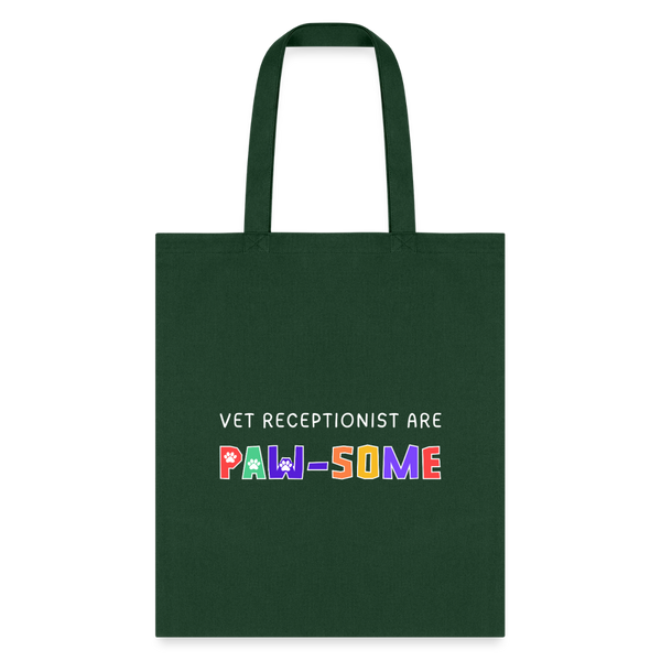 Vet receptionist are paw-some Cotton Tote Bag-Tote Bag | Q-Tees Q800-I love Veterinary