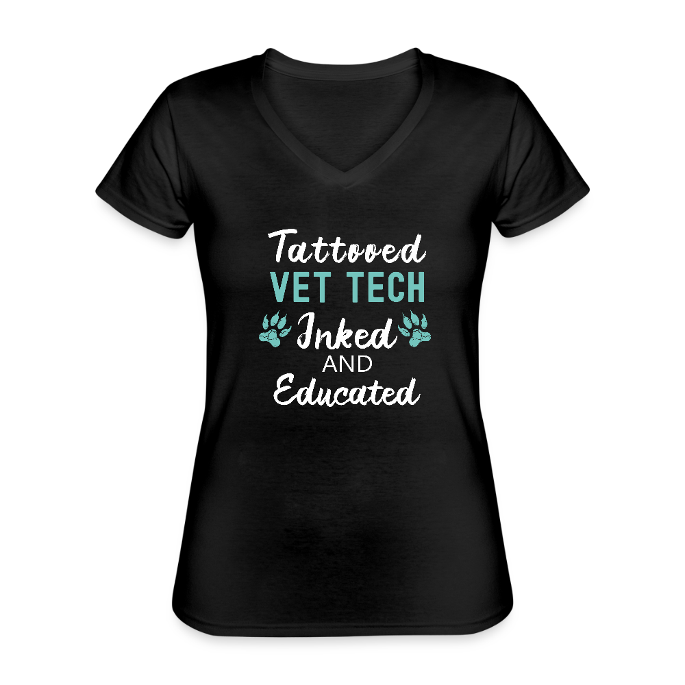 Vet Tech Inked and Educated Women's V-Neck T-Shirt-Women's V-Neck T-Shirt | Fruit of the Loom L39VR-I love Veterinary