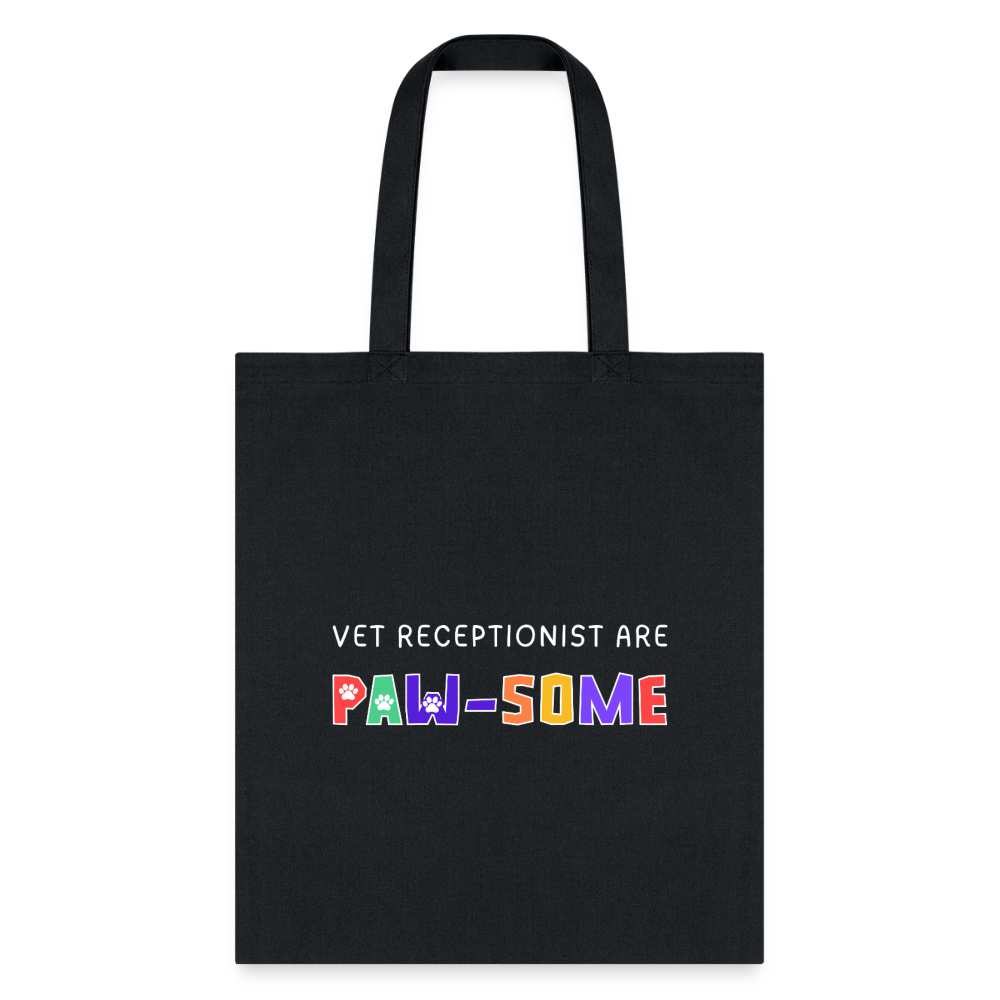 Vet receptionist are paw-some Cotton Tote Bag-Tote Bag | Q-Tees Q800-I love Veterinary