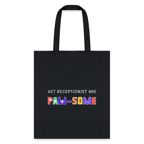 Vet receptionist are paw-some Cotton Tote Bag-Tote Bag | Q-Tees Q800-I love Veterinary