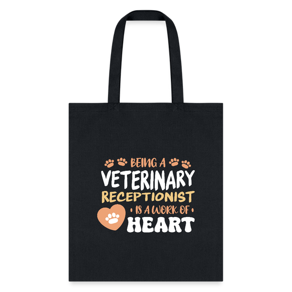 Veterinary receptionist work of heart Cotton Tote Bag-Tote Bag | Q-Tees Q800-I love Veterinary