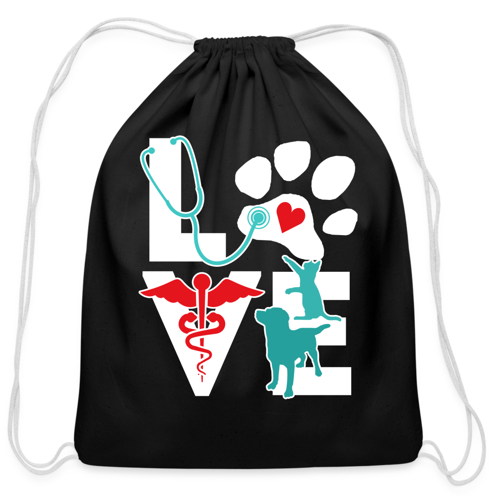 Love Dog and Cat Cotton Drawstring Bag-Cotton Drawstring Bag | Q-Tees Q4500-I love Veterinary