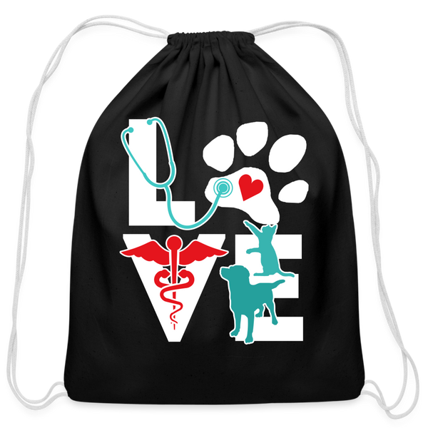 Love Dog and Cat Cotton Drawstring Bag-Cotton Drawstring Bag | Q-Tees Q4500-I love Veterinary