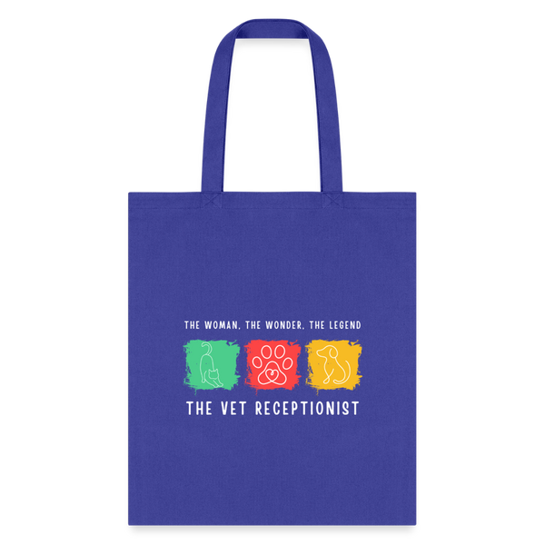 The woman, the wonder, the legend - the Vet Receptionist Tote Bag-Tote Bag | Q-Tees Q800-I love Veterinary