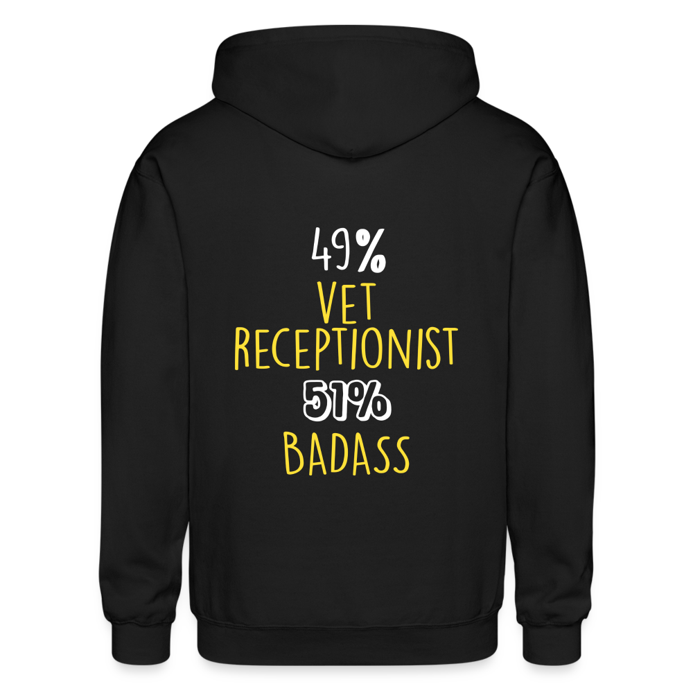 49% vet receptionist 51% Badass Unisex Zip Hoodie-Heavy Blend Adult Zip Hoodie | Gildan G18600-I love Veterinary