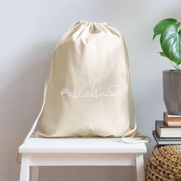 Dog heartbeat - Drawstring Bag-Cotton Drawstring Bag | Q-Tees Q4500-I love Veterinary