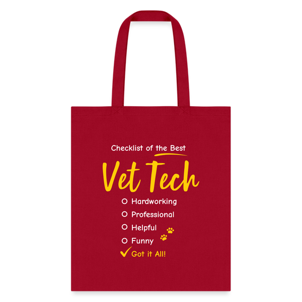 Checklist of the best Vet Tech Tote Bag-Tote Bag | Q-Tees Q800-I love Veterinary