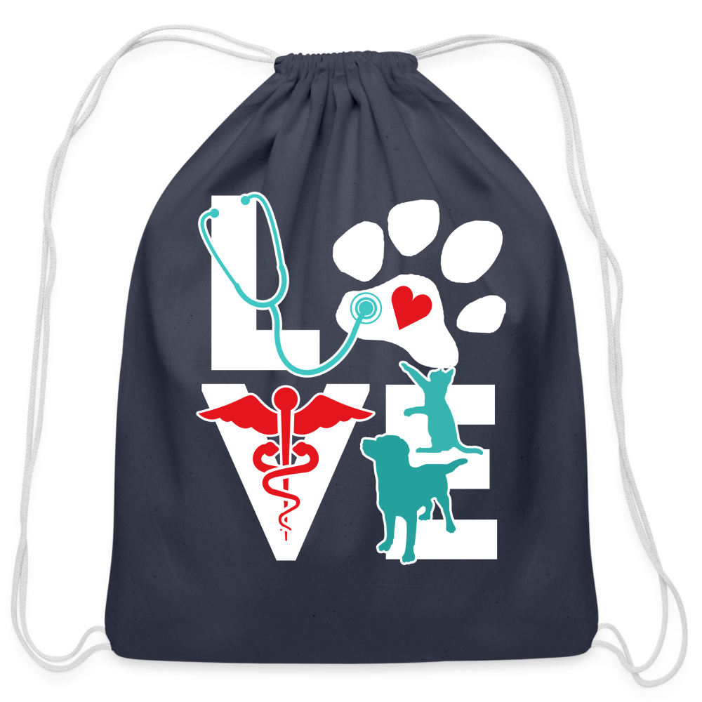 Love Dog and Cat Cotton Drawstring Bag-Cotton Drawstring Bag | Q-Tees Q4500-I love Veterinary