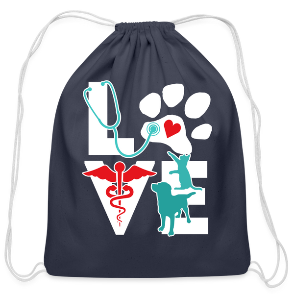 Love Dog and Cat Cotton Drawstring Bag-Cotton Drawstring Bag | Q-Tees Q4500-I love Veterinary