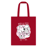 When life sucks pet a dog Cotton Tote Bag-Tote Bag | Q-Tees Q800-I love Veterinary