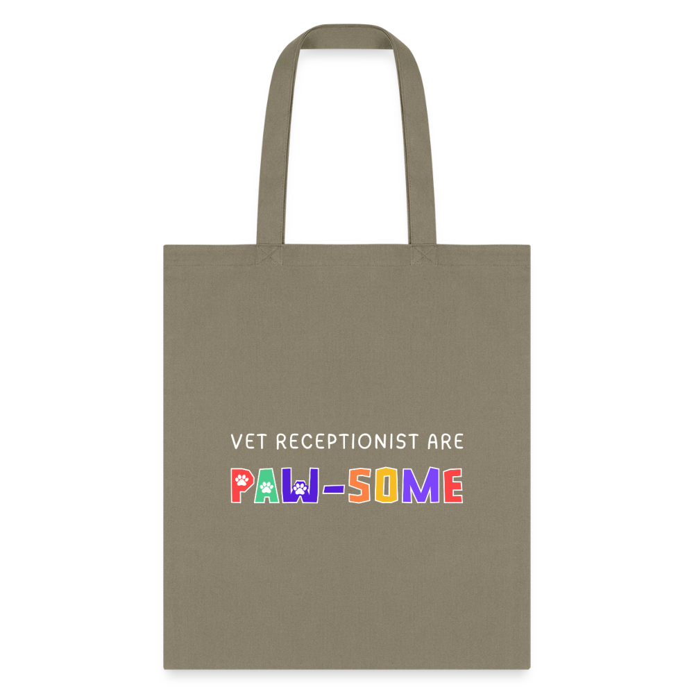 Vet receptionist are paw-some Cotton Tote Bag-Tote Bag | Q-Tees Q800-I love Veterinary