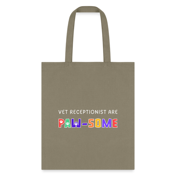 Vet receptionist are paw-some Cotton Tote Bag-Tote Bag | Q-Tees Q800-I love Veterinary