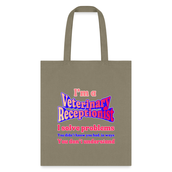 I'm a vet receptionist, I solve problems 2 Tote Bag-Tote Bag | Q-Tees Q800-I love Veterinary