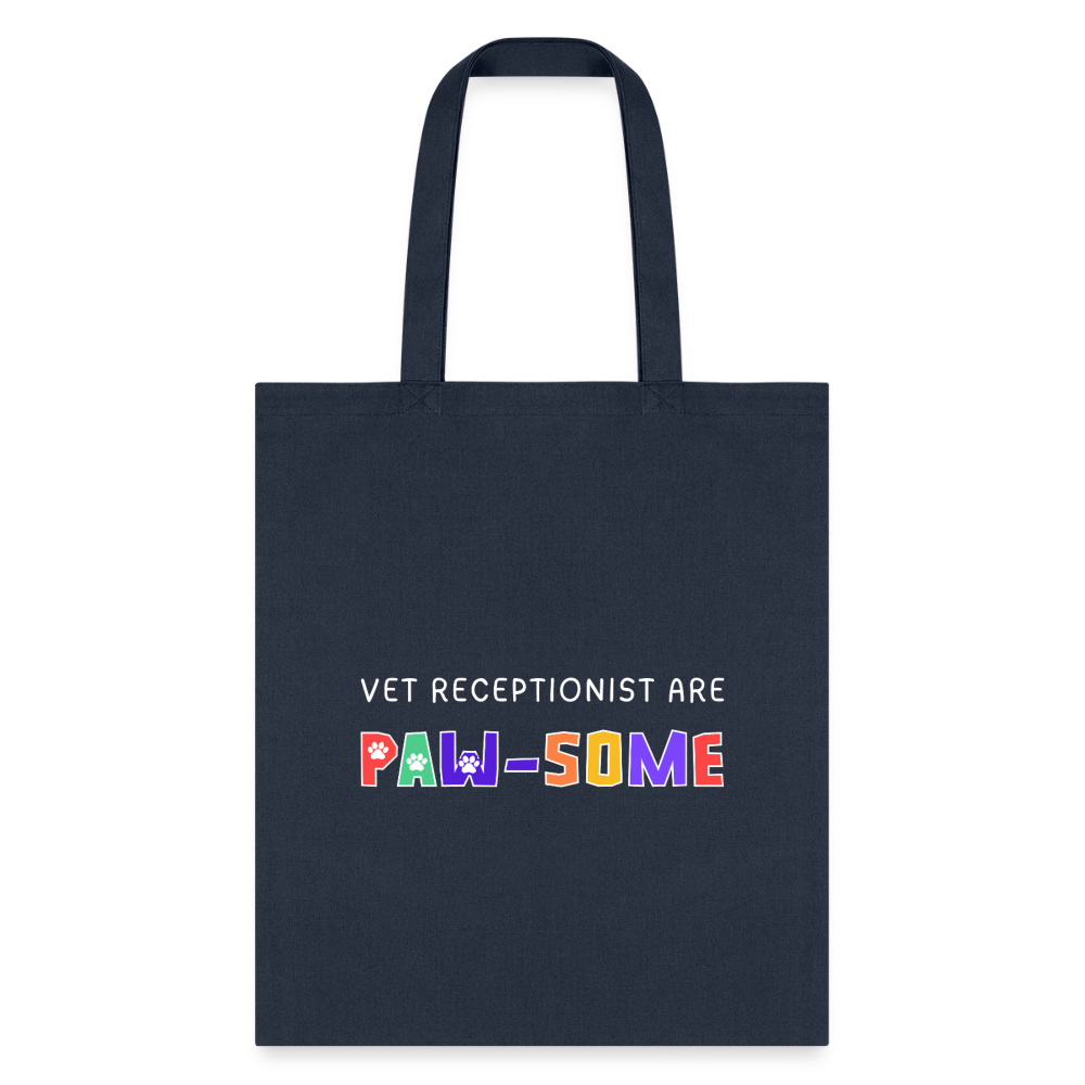 Vet receptionist are paw-some Cotton Tote Bag-Tote Bag | Q-Tees Q800-I love Veterinary