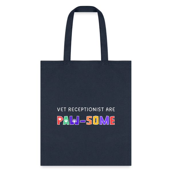 Vet receptionist are paw-some Cotton Tote Bag-Tote Bag | Q-Tees Q800-I love Veterinary