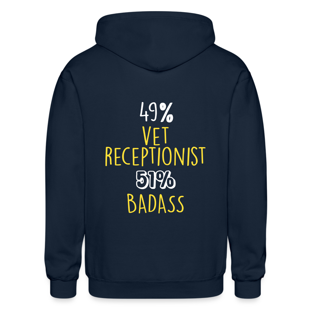 49% vet receptionist 51% Badass Unisex Zip Hoodie-Heavy Blend Adult Zip Hoodie | Gildan  G18600-I love Veterinary