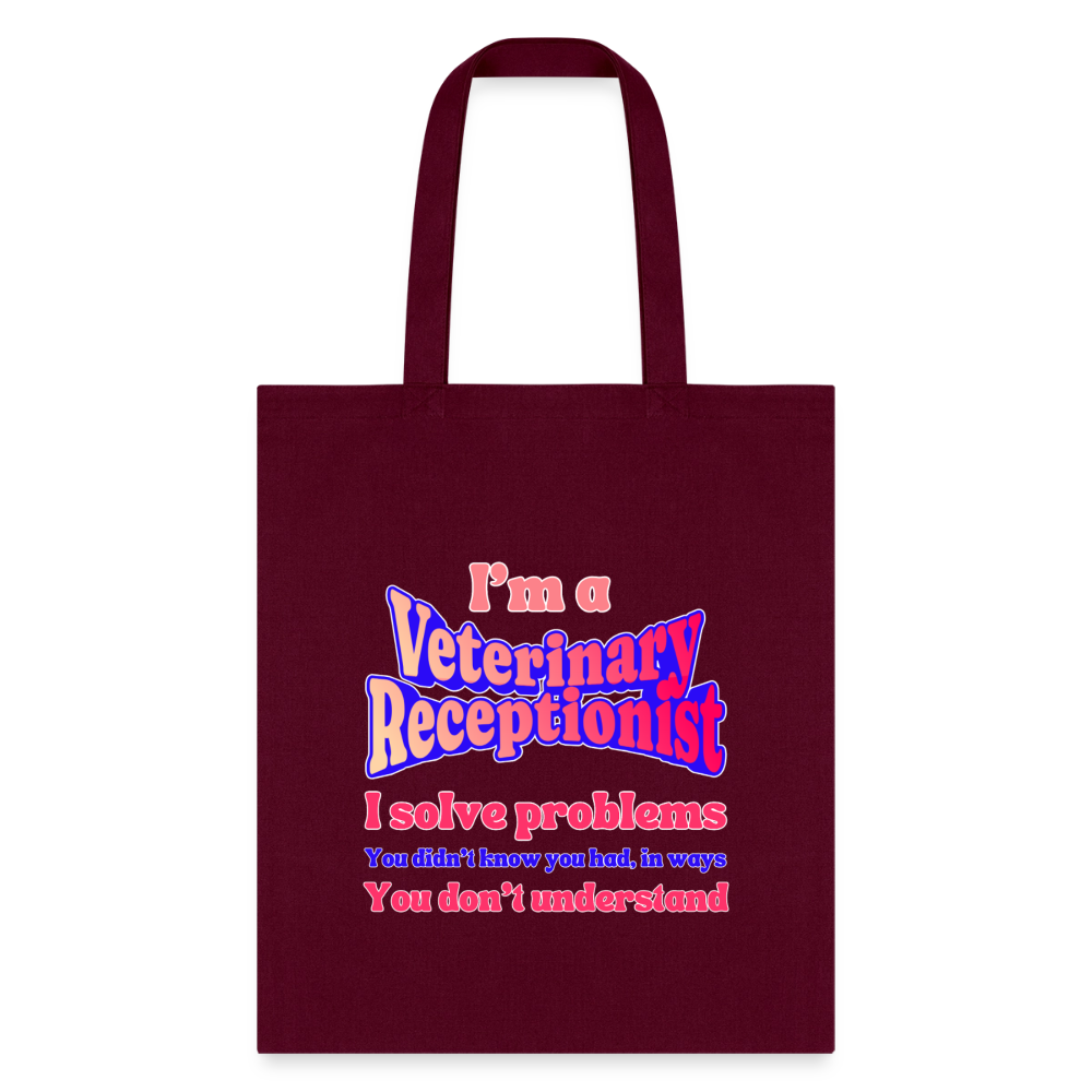I'm a vet receptionist, I solve problems 2 Tote Bag-Tote Bag | Q-Tees Q800-I love Veterinary