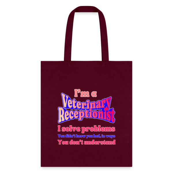 I'm a vet receptionist, I solve problems 2 Tote Bag-Tote Bag | Q-Tees Q800-I love Veterinary