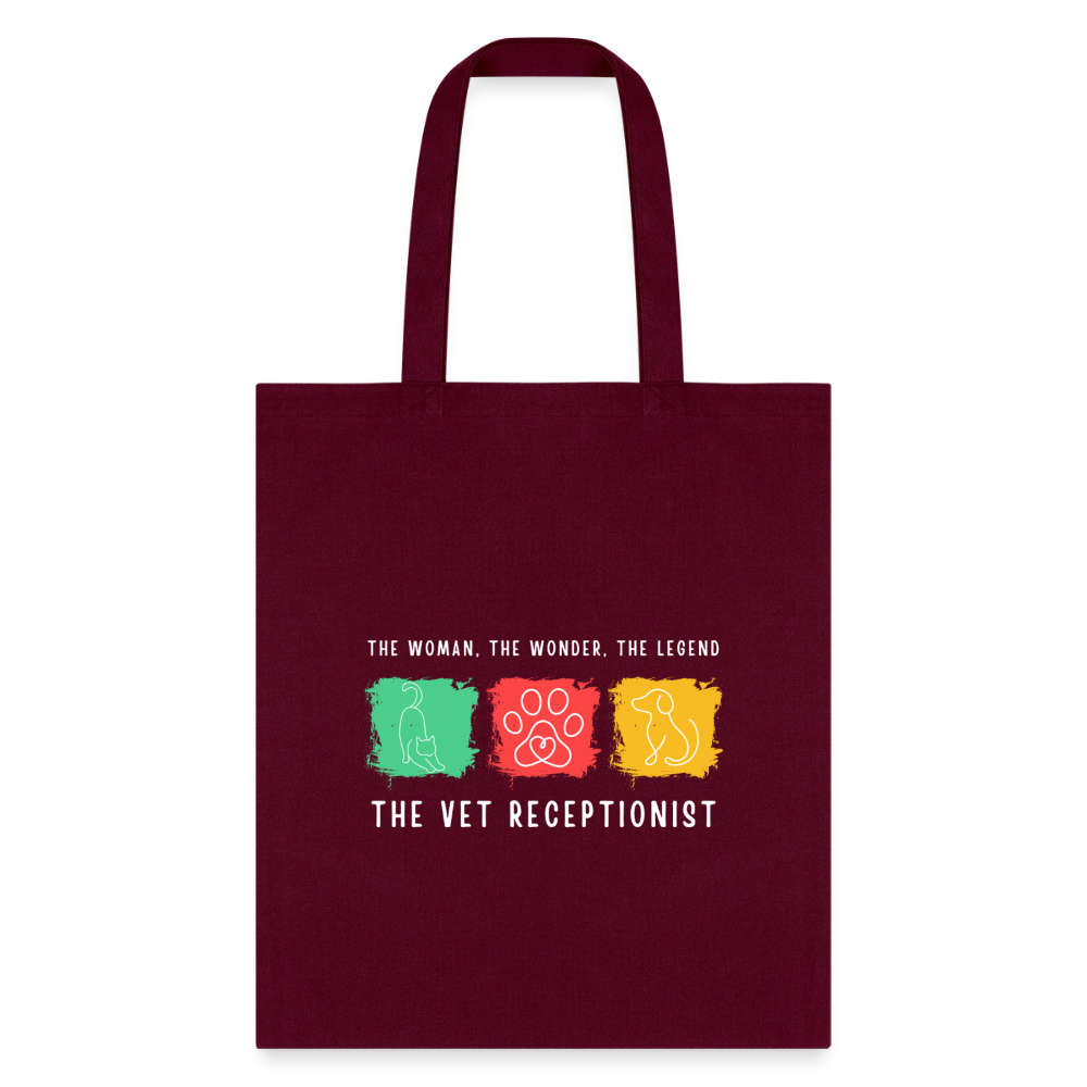 The woman, the wonder, the legend - the Vet Receptionist Tote Bag-Tote Bag | Q-Tees Q800-I love Veterinary