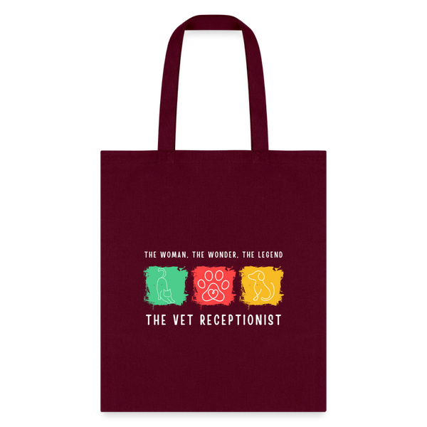The woman, the wonder, the legend - the Vet Receptionist Tote Bag-Tote Bag | Q-Tees Q800-I love Veterinary