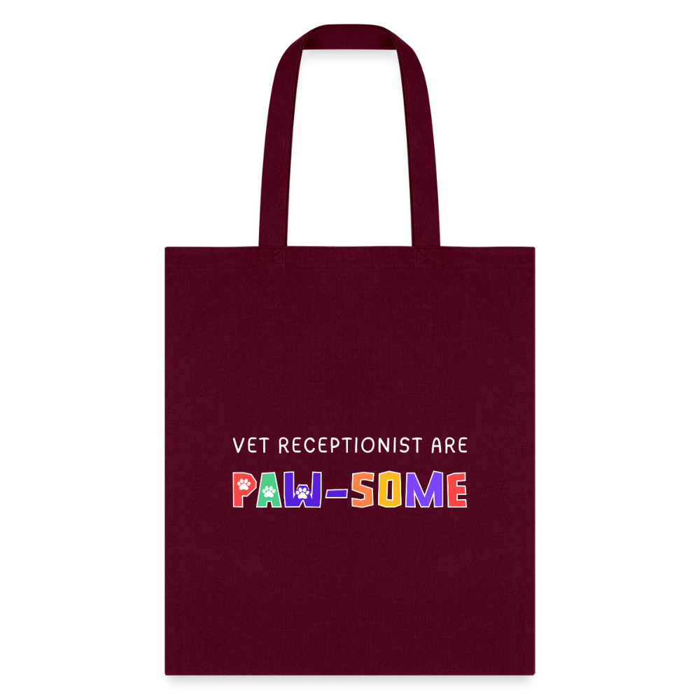 Vet receptionist are paw-some Cotton Tote Bag-Tote Bag | Q-Tees Q800-I love Veterinary