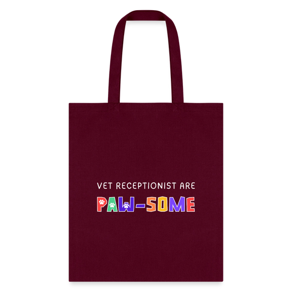 Vet receptionist are paw-some Cotton Tote Bag-Tote Bag | Q-Tees Q800-I love Veterinary