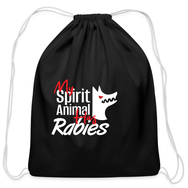 My spirit animal has rabies Drawstring Bag-Cotton Drawstring Bag | Q-Tees Q4500-I love Veterinary