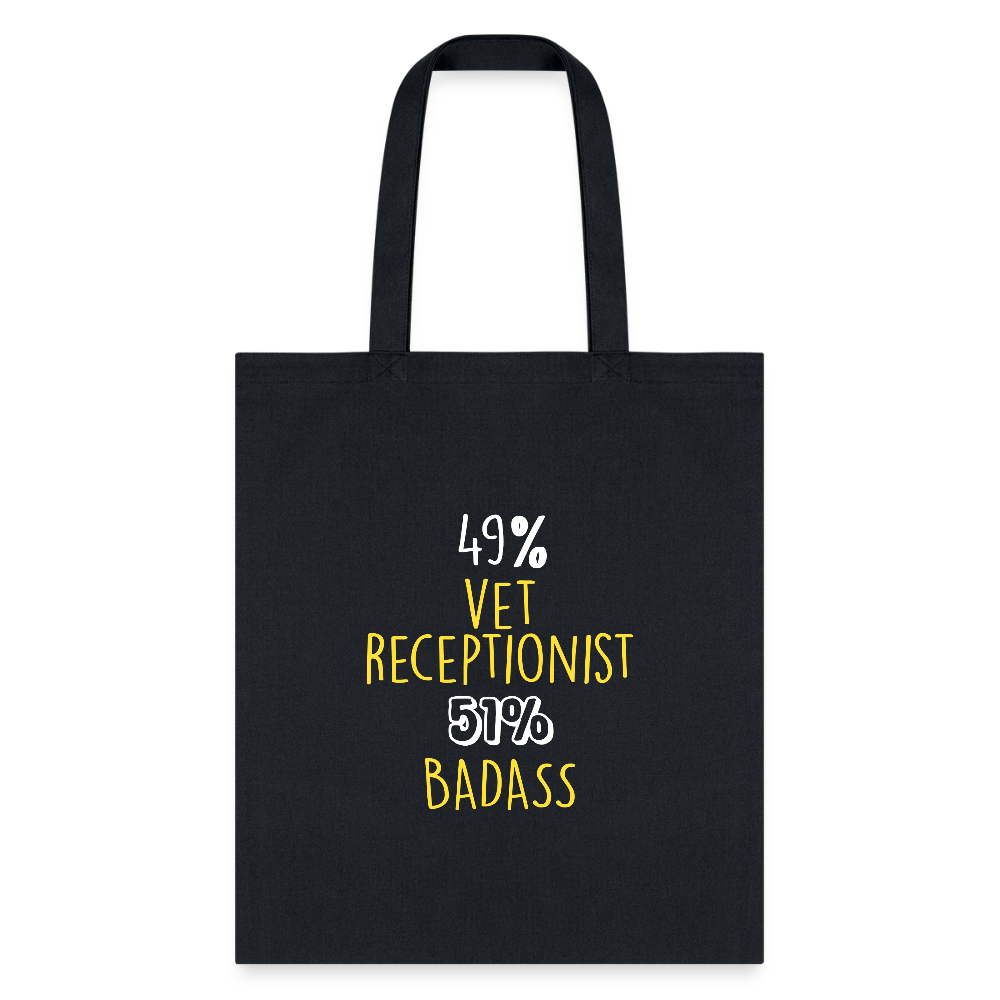 49% vet receptionist 51% Badass Cotton Tote Bag-Tote Bag | Q-Tees Q800-I love Veterinary