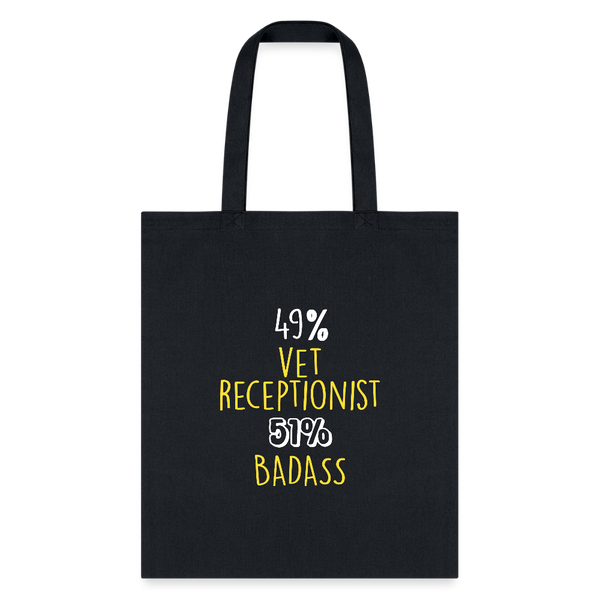 49% vet receptionist 51% Badass Cotton Tote Bag-Tote Bag | Q-Tees Q800-I love Veterinary