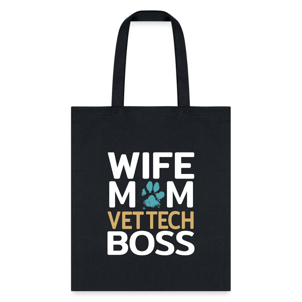Wife Mom Vet Tech BOSS Tote Bag-Tote Bag | Q-Tees Q800-I love Veterinary