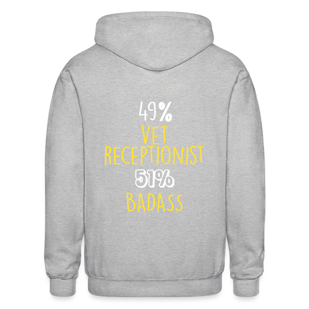 49% vet receptionist 51% Badass Unisex Zip Hoodie-Heavy Blend Adult Zip Hoodie | Gildan G18600-I love Veterinary