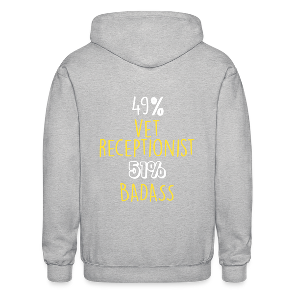 49% vet receptionist 51% Badass Unisex Zip Hoodie-Heavy Blend Adult Zip Hoodie | Gildan  G18600-I love Veterinary