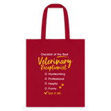 Veterinary Receptionist checklist Cotton Tote Bag-Tote Bag | Q-Tees Q800-I love Veterinary