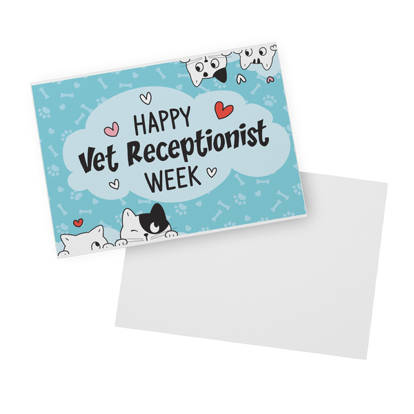 Happy Vet Receptionist Week with Cats - Set of 10 Flat Cards-Cards-I love Veterinary