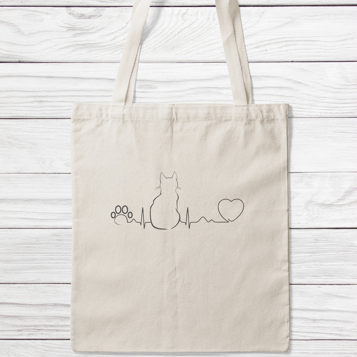 Cat Heartbeat Tote Bag-Classic Sublimation Tote Bag-I love Veterinary