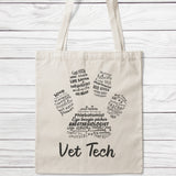 Vet Tech Word Art Paw Tote Bag-Classic Sublimation Tote Bag-I love Veterinary