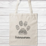 Veterinarian Word Art Paw Tote Bag-Classic Sublimation Tote Bag-I love Veterinary