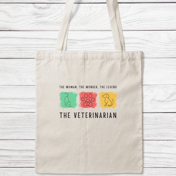 The Woman The Wonder The Legend Veterinarian Tote Bag-Classic Sublimation Tote Bag-I love Veterinary