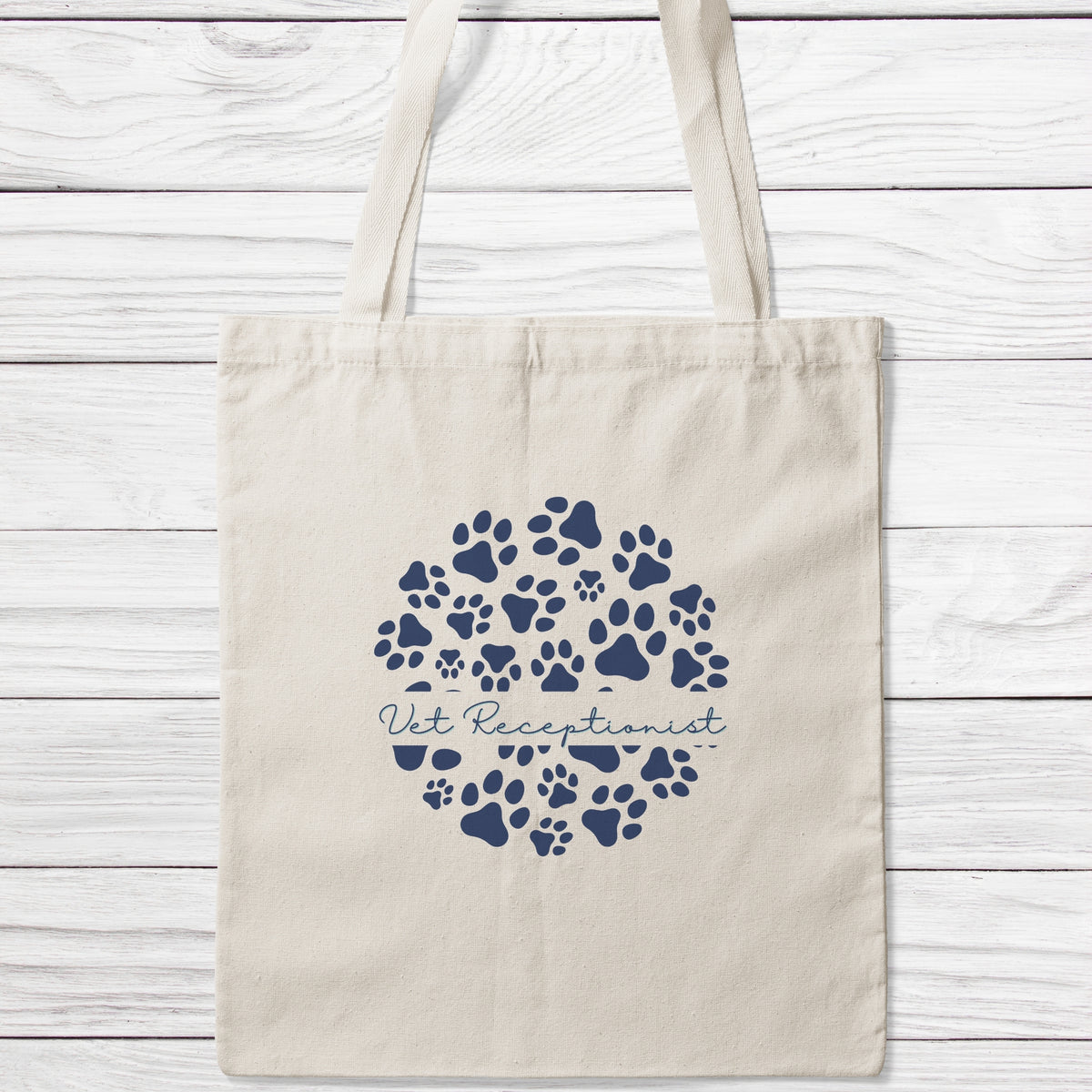 Vet Receptionist Paw Circle Tote Bag-Classic Sublimation Tote Bag-I love Veterinary