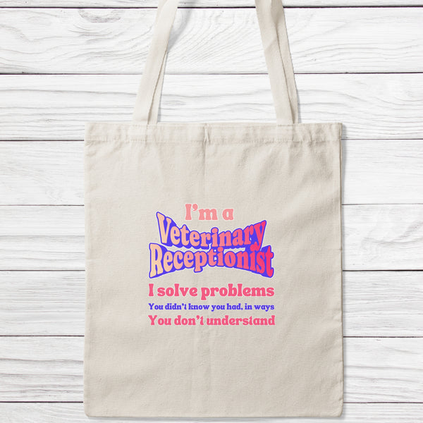 Veterinary Receptionist I Solve Problems Tote Bag-Classic Sublimation Tote Bag-I love Veterinary