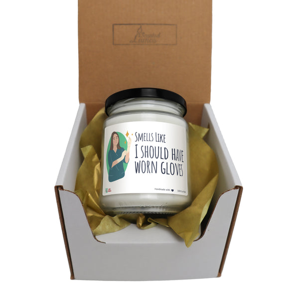 Smells like I should have worn gloves Scented Soy Candle, 8oz-I love Veterinary