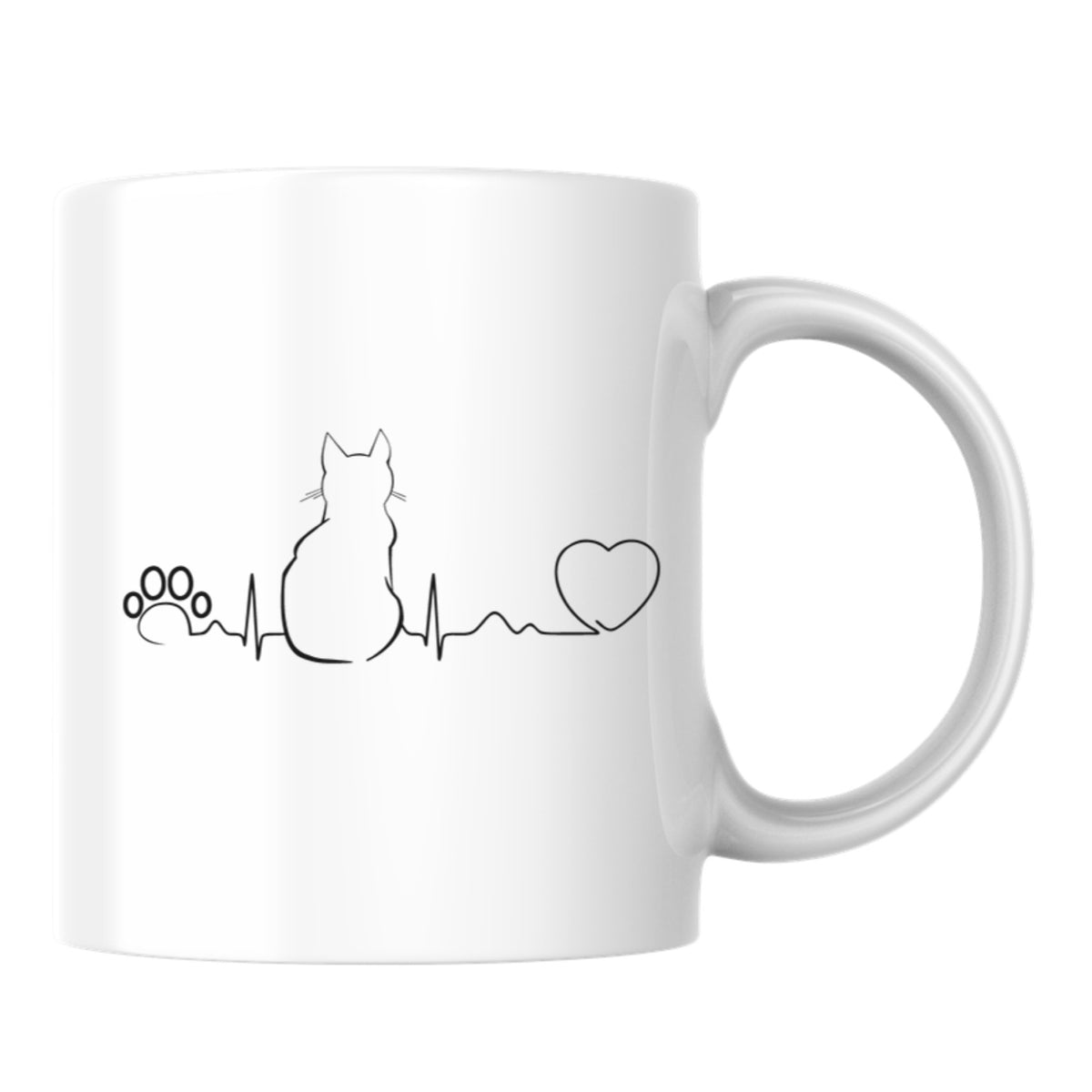 Cat Heartbeat White Mug-White Mug-I love Veterinary