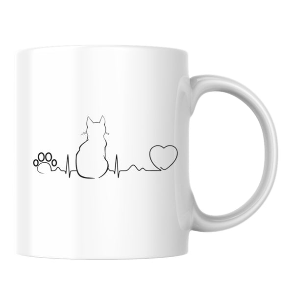 Cat Heartbeat White Mug-White Mug-I love Veterinary