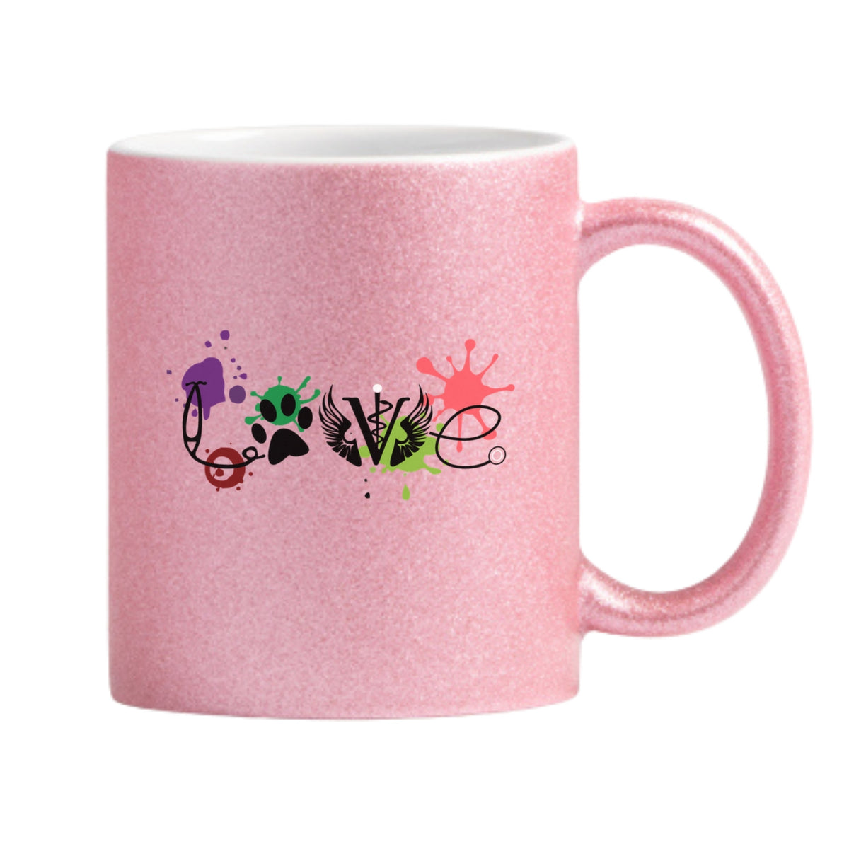LOVE Veterinary Medicine Glitter Mug