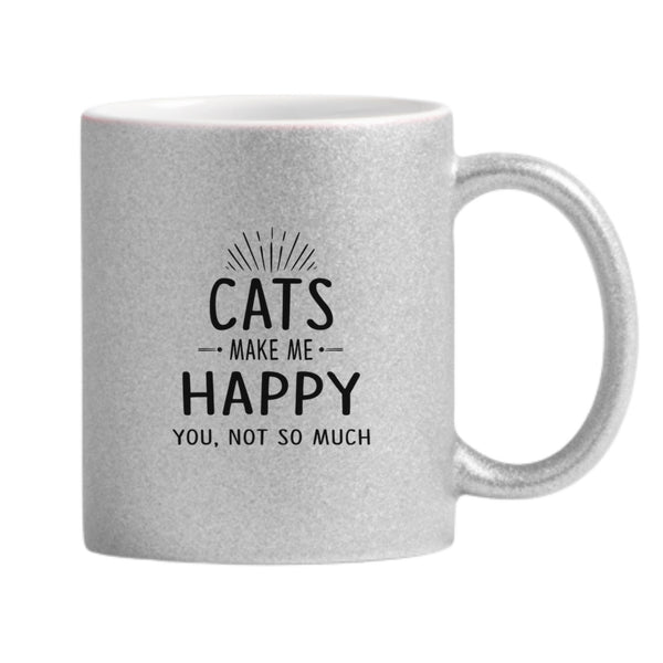Cats Make Me Happy Glitter Mug