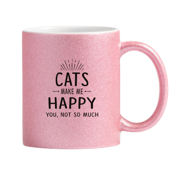 Cats Make Me Happy Glitter Mug